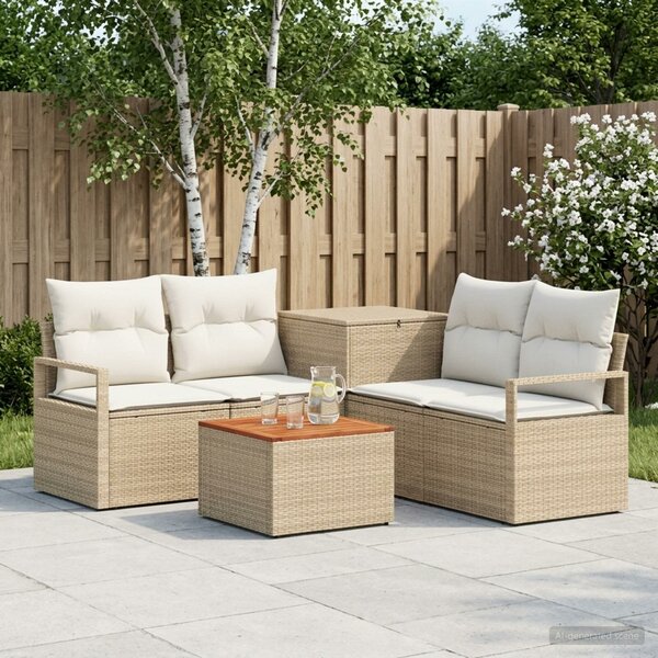 VidaXL Kanapé Szett 6 db Beige és Krémszínű Poli rattan és acél