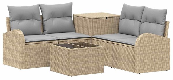 VidaXL Kanapé Szett 6 db Beige és Világosszürke Poli rattan és acél