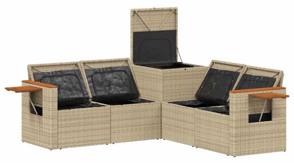 VidaXL Kanapé Szett 5 db Beige és Krémszínű Poli rattan és acél