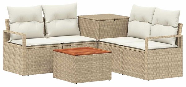 VidaXL Kanapé Szett 6 db Beige és Krémszínű Poli rattan és acél