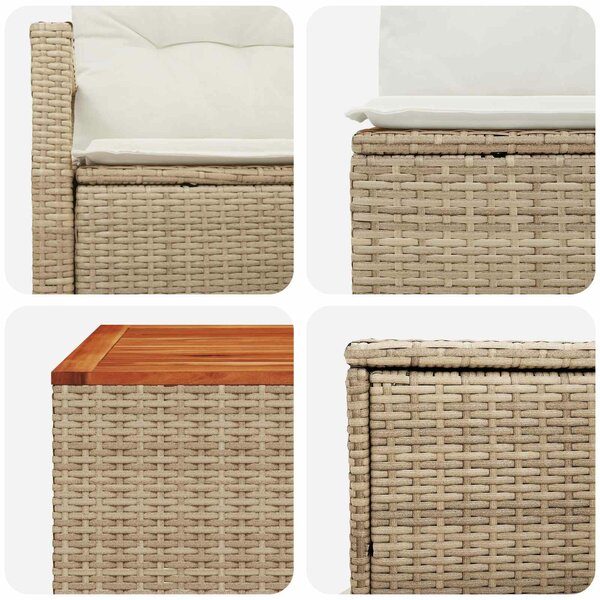 VidaXL Kanapé Szett 8 db Beige és Krémszínű Poli rattan és acél