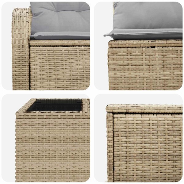 VidaXL Kanapé Szett 6 db Beige és Világosszürke Poli rattan és acél