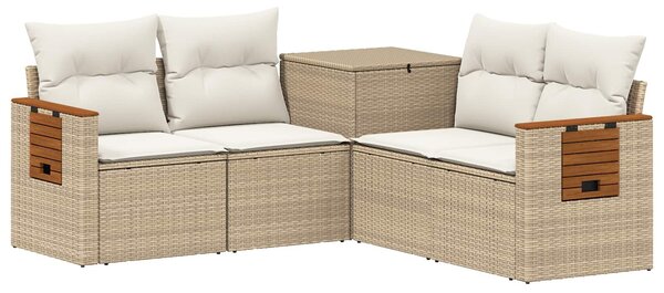 VidaXL Kanapé Szett 5 db Beige és Krémszínű Poli rattan és acél