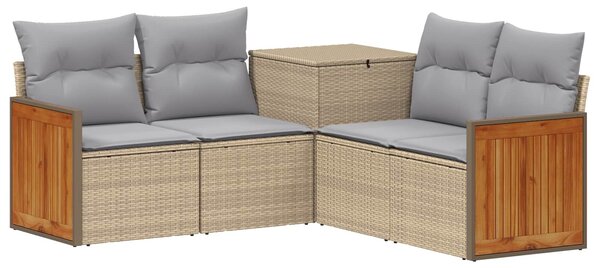 VidaXL Kanapé Szett 5 db Beige és Világosszürke Poli rattan és acél
