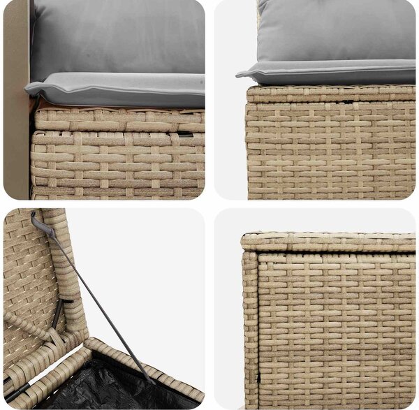 VidaXL Kanapé Szett 5 db Beige és Világosszürke Poli rattan és acél