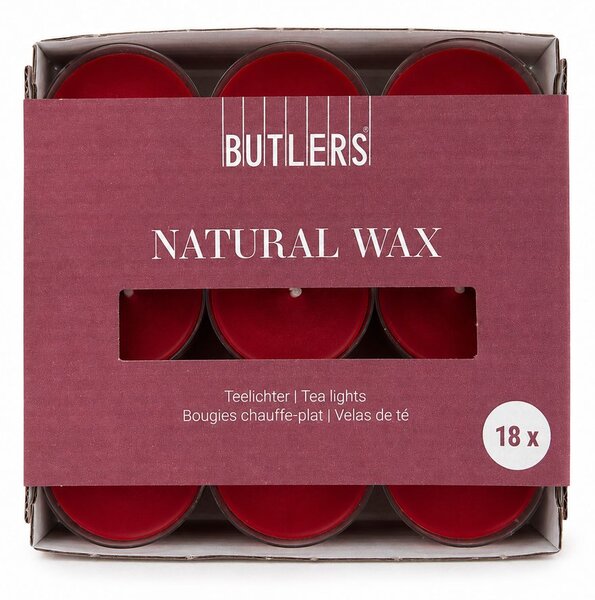 NATURAL WAX mécses 18db, sötétpiros