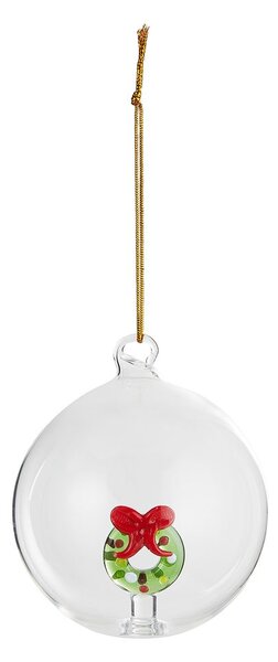 HANG ON üveg karácsonyfadísz Ø 9cm ,koszorú