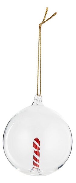 HANG ON üveg karácsonyfadísz Ø 9cm ,cukorpálca