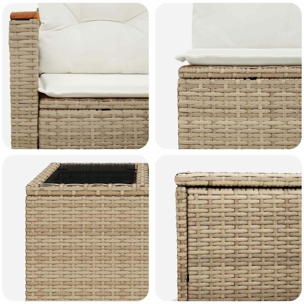 VidaXL Kanapé Szett 6 db Beige és Krémszínű Poli rattan és acél