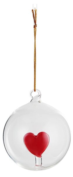 HANG ON üveg karácsonyfadísz Ø 9cm ,szív