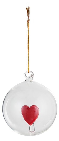 HANG ON üveg karácsonyfadísz Ø 9cm ,szív