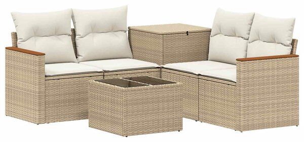 VidaXL Kanapé Szett 6 db Beige és Krémszínű Poli rattan és acél