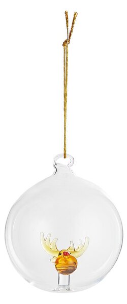 HANG ON üveg karácsonyfadísz Ø 9cm ,szarvas