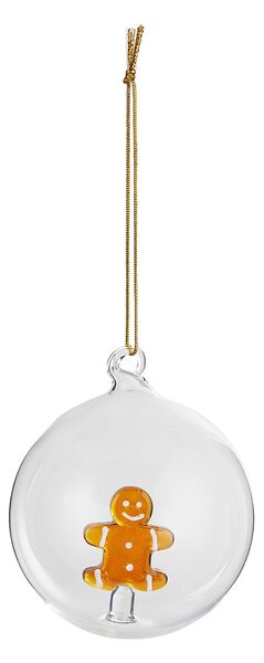 HANG ON üveg karácsonyfadísz Ø 9cm ,mézeskalács figura
