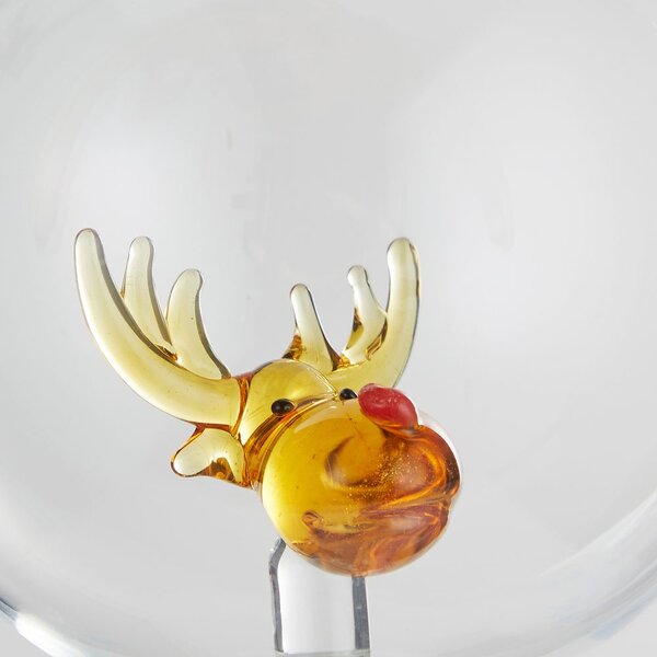 HANG ON üveg karácsonyfadísz Ø 9cm ,szarvas