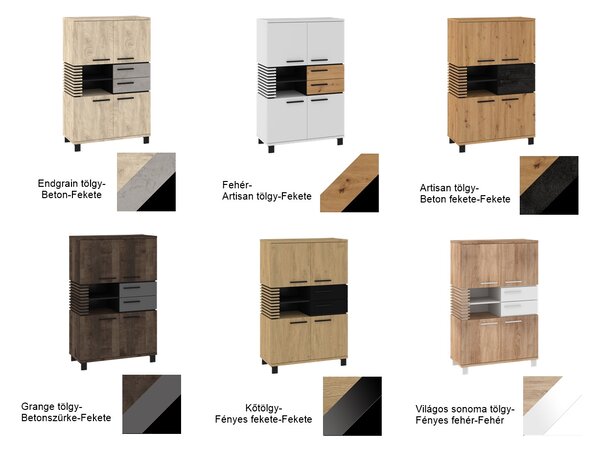 NAP-Lamir 08 magas komód polcokkal és fiókokkal