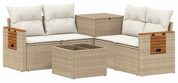 VidaXL Kanapé Szett 6 db Beige és Krémszínű Poli rattan és acél