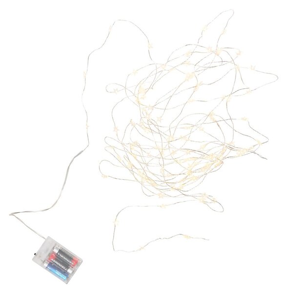 STAR LIGHTS LED égősor USB kábellel, ezüstdrót-csillagok 100 égővel