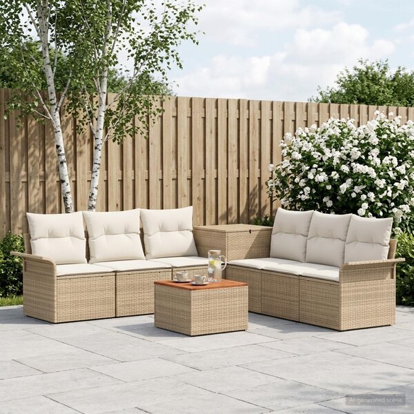 VidaXL Kanapé Szett 8 db Beige és Krémszínű Poli rattan és acél