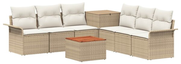 VidaXL Kanapé Szett 8 db Beige és Krémszínű Poli rattan és acél