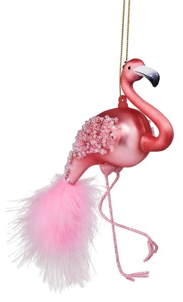 HANG ON üveg karácsonyfadísz flamingó