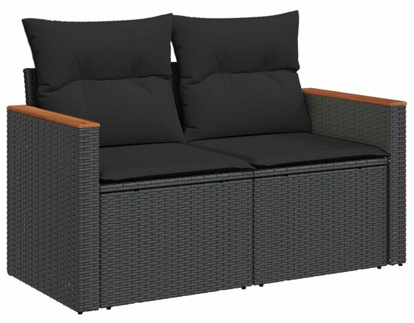 VidaXL Kanapé Szett 6 db Fekete Poli rattan és acél