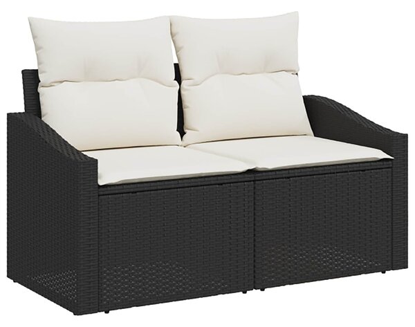 VidaXL Kanapé Szett 8 db Fekete és krémfehér Poli rattan és acél