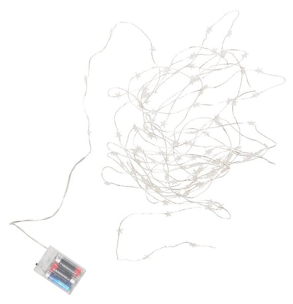 STAR LIGHTS LED égősor USB kábellel, ezüstdrót-csillagok 100 égővel