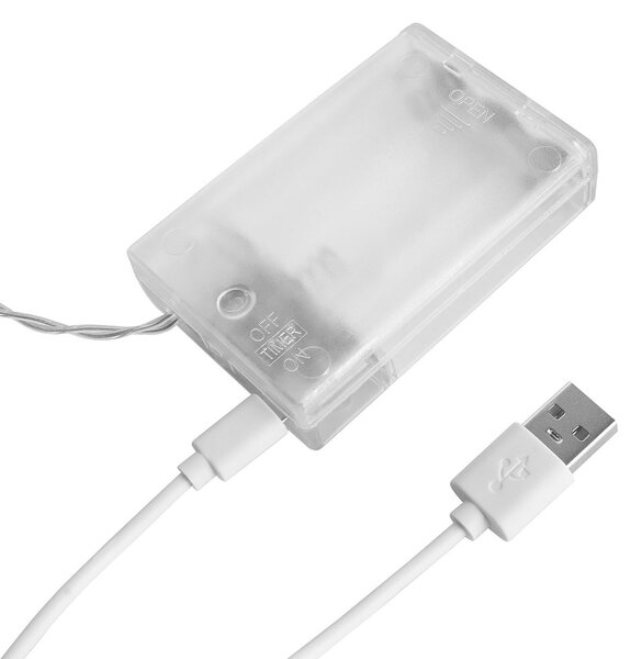 STAR LIGHTS LED égősor USB kábellel, ezüstdrót-csillagok 100 égővel