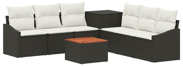 VidaXL Kanapé Szett 8 db Fekete és krémfehér Poli rattan és acél