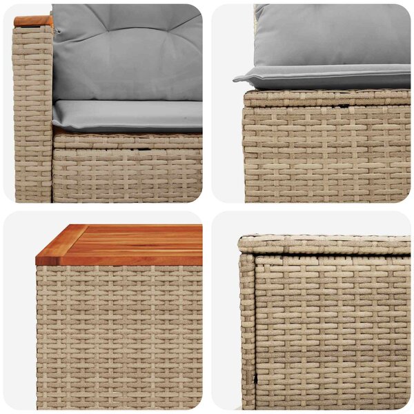 VidaXL Kanapé Szett 8 db Beige és Világosszürke Poli rattan és acél