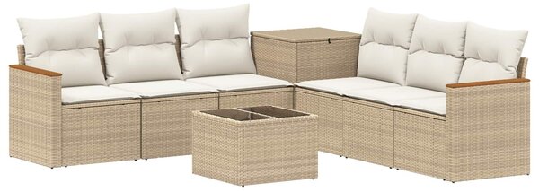 VidaXL Kanapé Szett 8 db Beige és Krémszínű Poli rattan és acél