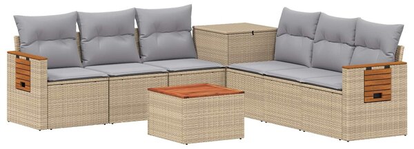 VidaXL Kanapé Szett 8 db Beige és Világosszürke Poli rattan és acél