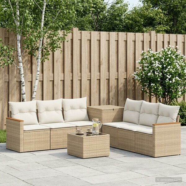 VidaXL Kanapé Szett 8 db Beige és Krémszínű Poli rattan és acél