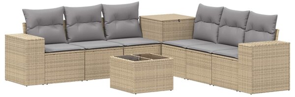 VidaXL Kanapé Szett 8 db Beige és Világosszürke Poli rattan és acél