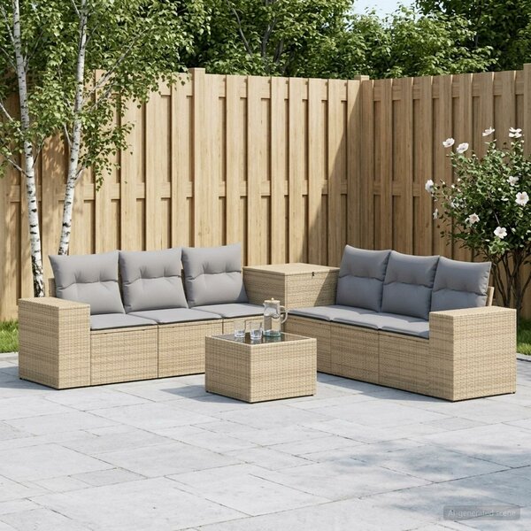 VidaXL Kanapé Szett 8 db Beige és Világosszürke Poli rattan és acél