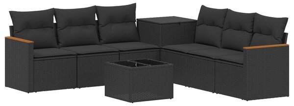 VidaXL Kanapé Szett 8 db Fekete Poli rattan és acél