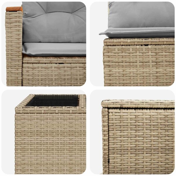VidaXL Kanapé Szett 8 db Beige és Világosszürke Poli rattan és acél