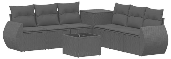 VidaXL Kanapé Szett 8 db Fekete Poli rattan és acél