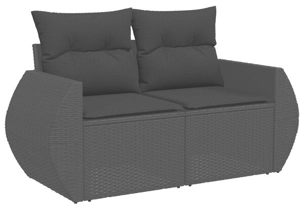 VidaXL Kanapé Szett 8 db Fekete Poli rattan és acél