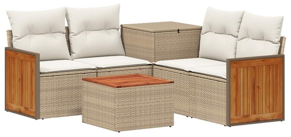 VidaXL Kanapé Szett 6 db Beige és Krémszínű Poli rattan és acél