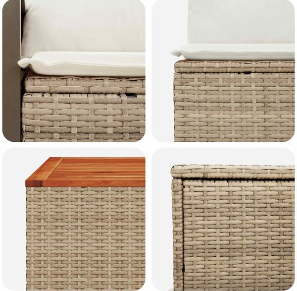 VidaXL Kanapé Szett 6 db Beige és Krémszínű Poli rattan és acél