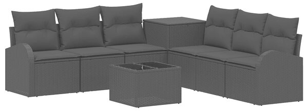 VidaXL Kanapé Szett 8 db Fekete Poli rattan és acél