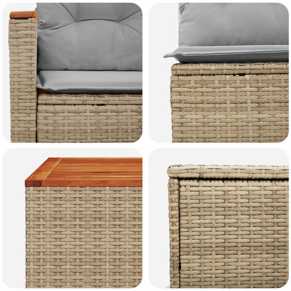 VidaXL Kanapé Szett 6 db Beige és Világosszürke Poli rattan és acél