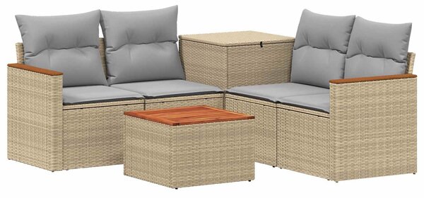 VidaXL Kanapé Szett 6 db Beige és Világosszürke Poli rattan és acél