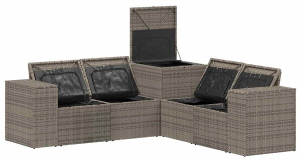 VidaXL Kanapé Szett 5 db Szürke és sötétszürke Poli rattan és acél