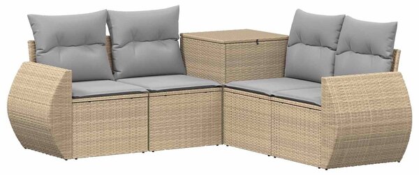 VidaXL Kanapé Szett 5 db Beige és Világosszürke Poli rattan és acél