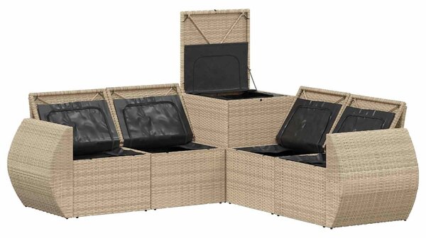 VidaXL Kanapé Szett 5 db Beige és Világosszürke Poli rattan és acél