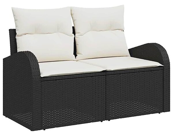VidaXL Kanapé Szett 6 db Fekete és krémfehér Poli rattan és acél