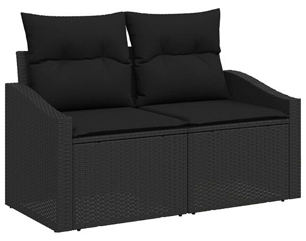 VidaXL Kanapé Szett 5 db Fekete Poli rattan és acél